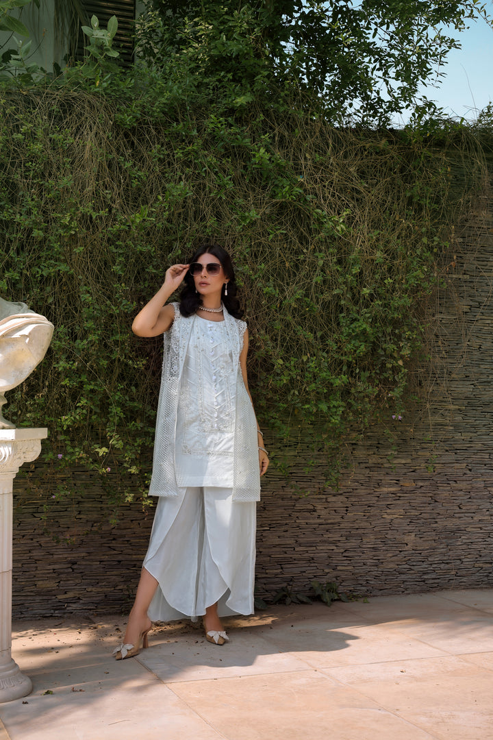 Reema Ahsan - Elina Tissue Silk Suit For Women - White - 3 Piece