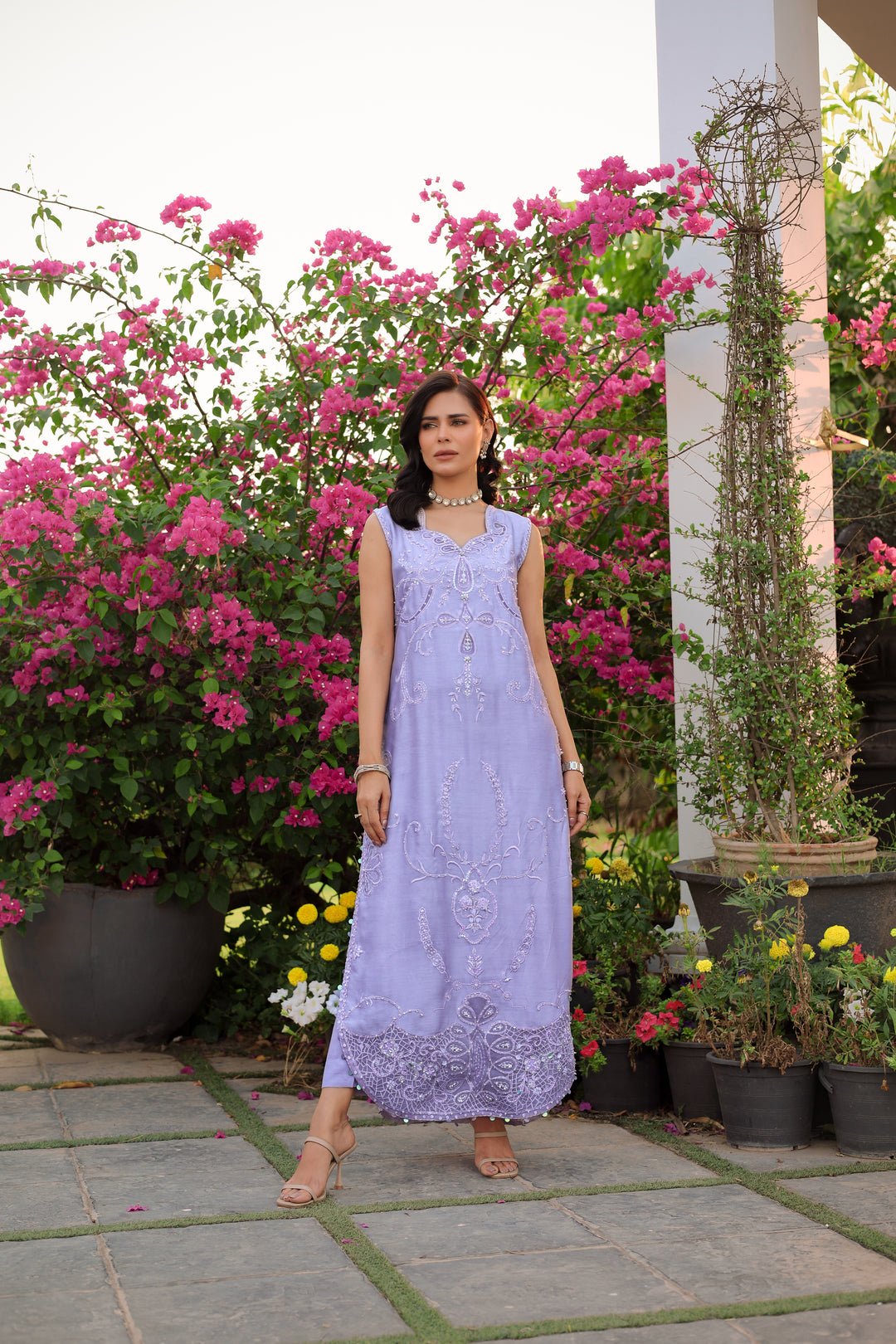 Reema Ahsan - Nysa Khadi Silk Suit For Women - Lilac - 3 Piece