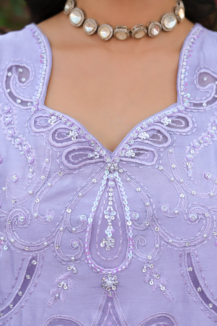 Reema Ahsan - Nysa Khadi Silk Suit For Women - Lilac - 3 Piece