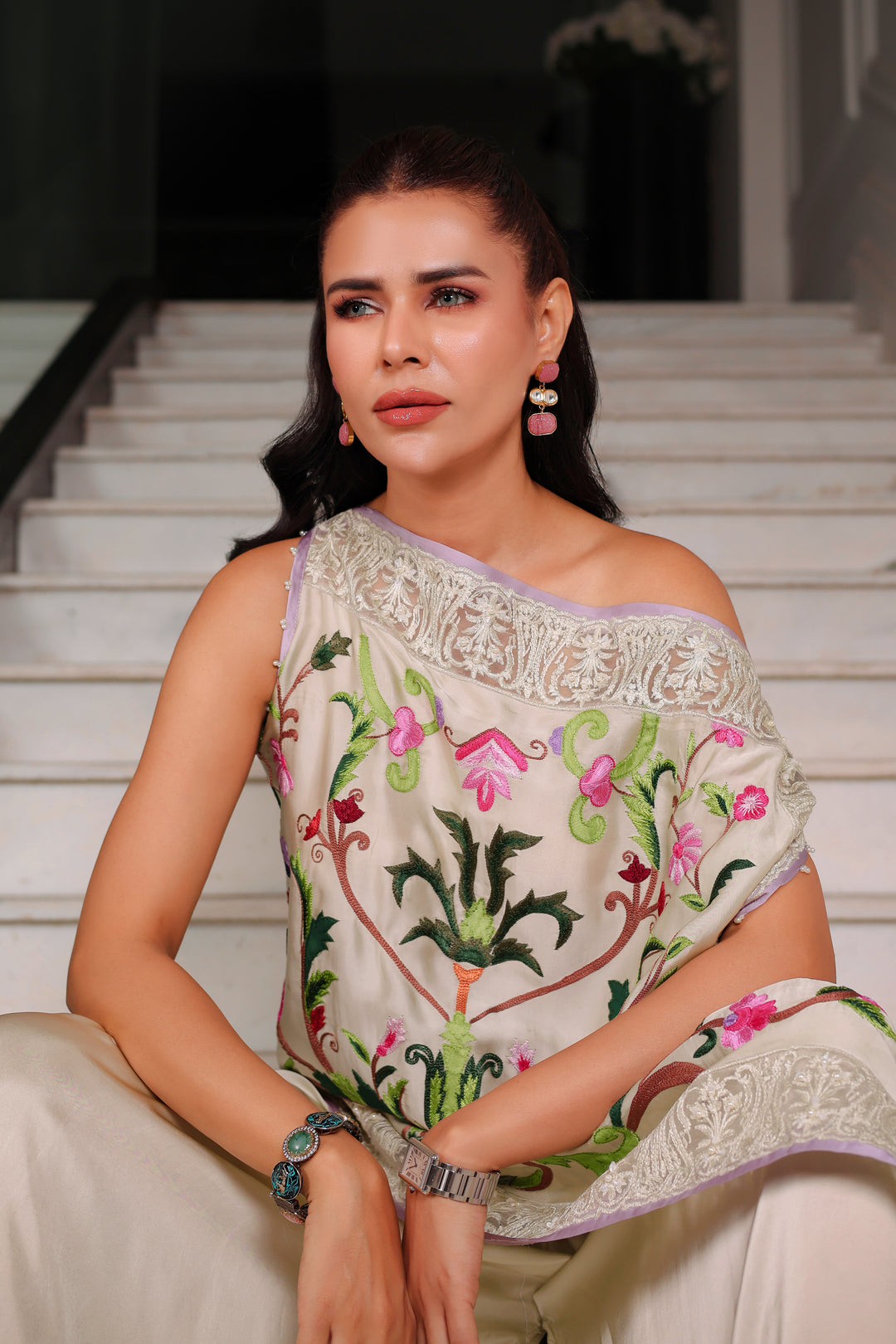 Reema Ahsan - Inza Shamoz Silk Suit For Women - Green - 2 Piece