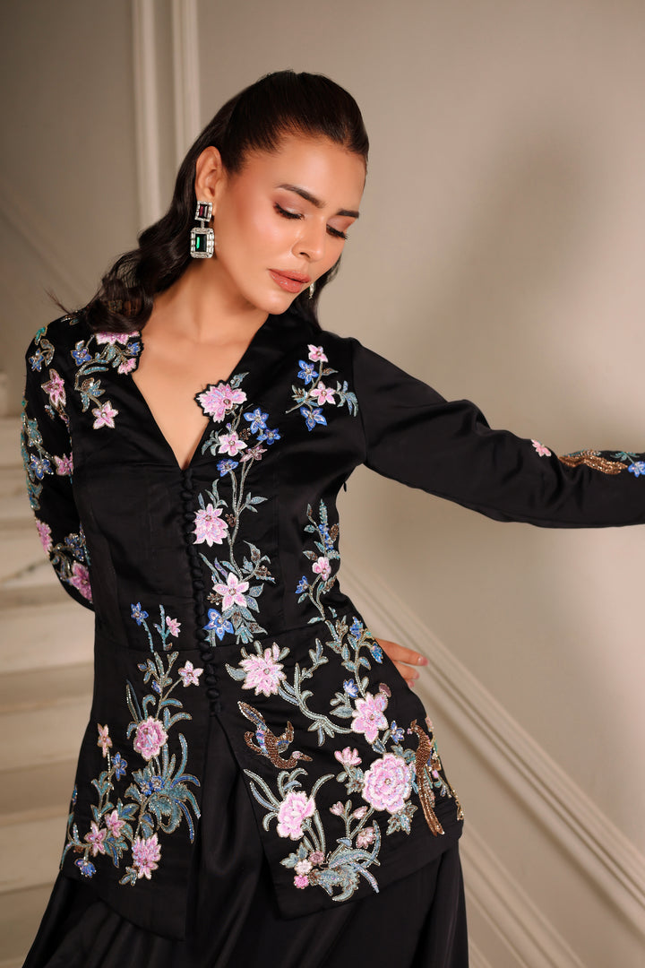 Reema Ahsan - Norey Shamoz Silk Suit For Women - Black - 2 Piece