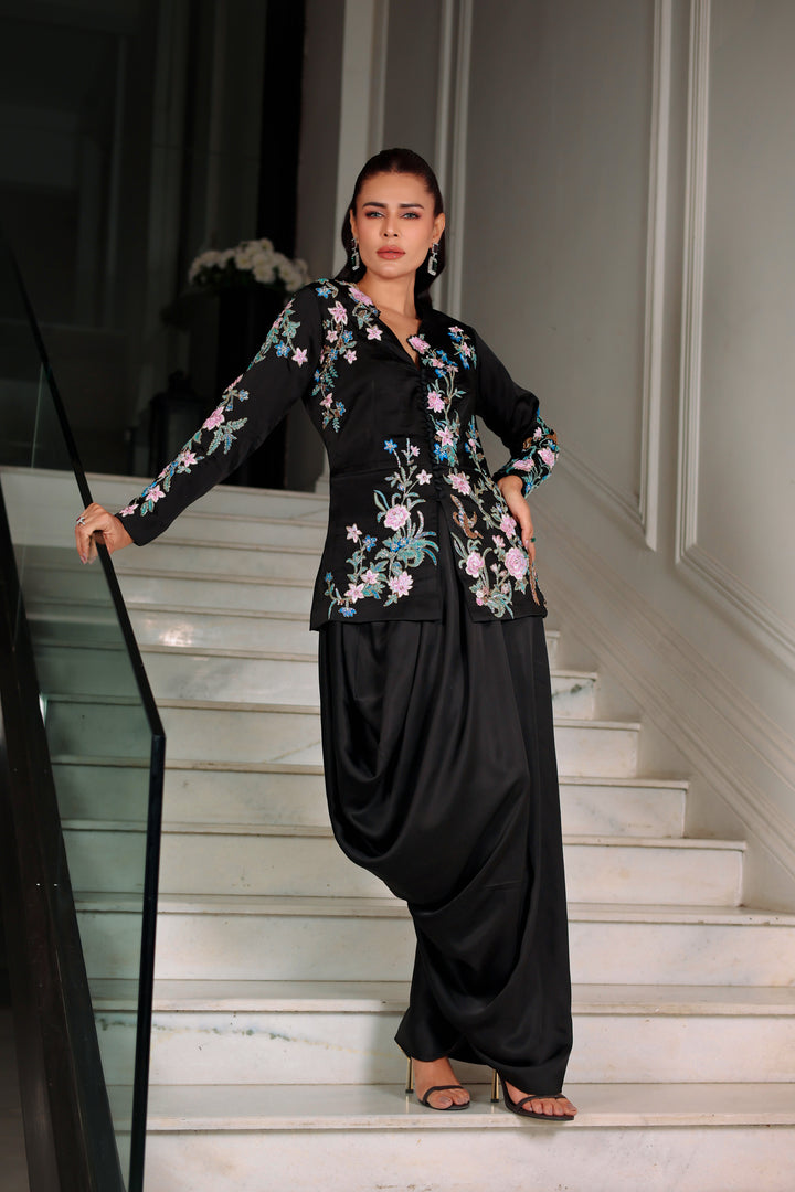 Reema Ahsan - Norey Shamoz Silk Suit For Women - Black - 2 Piece