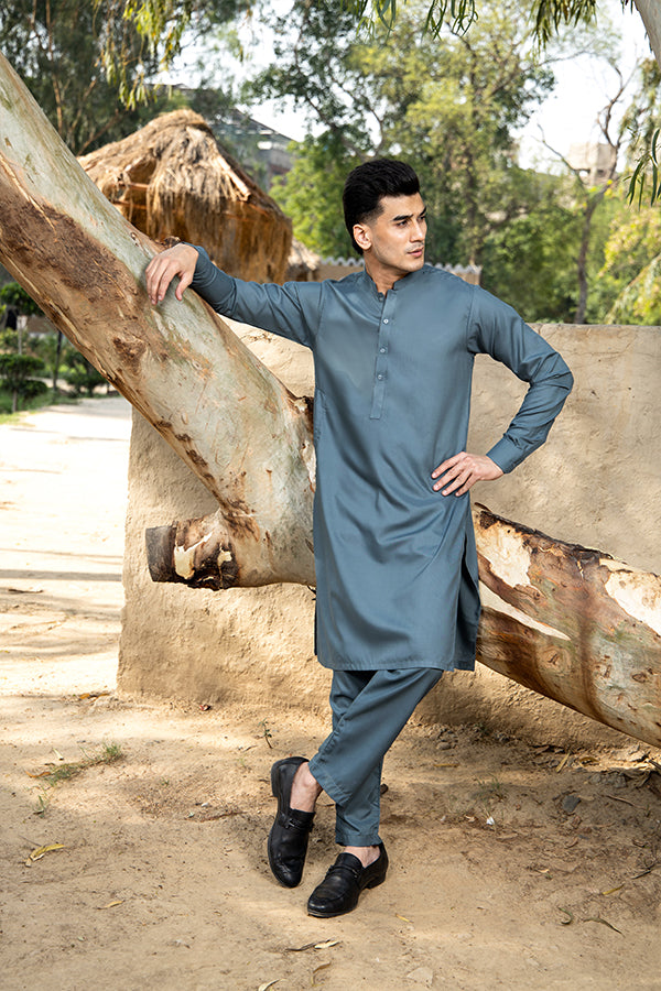 Arif Ashraf - Pacific Blue Kurta Trouser - 2 Piece
