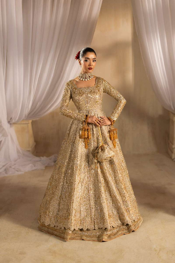 Anayra Amal - Shahaan Embroidered + Hand Worked Lame' Tissue Suit For Women - Golden - 3 Piece