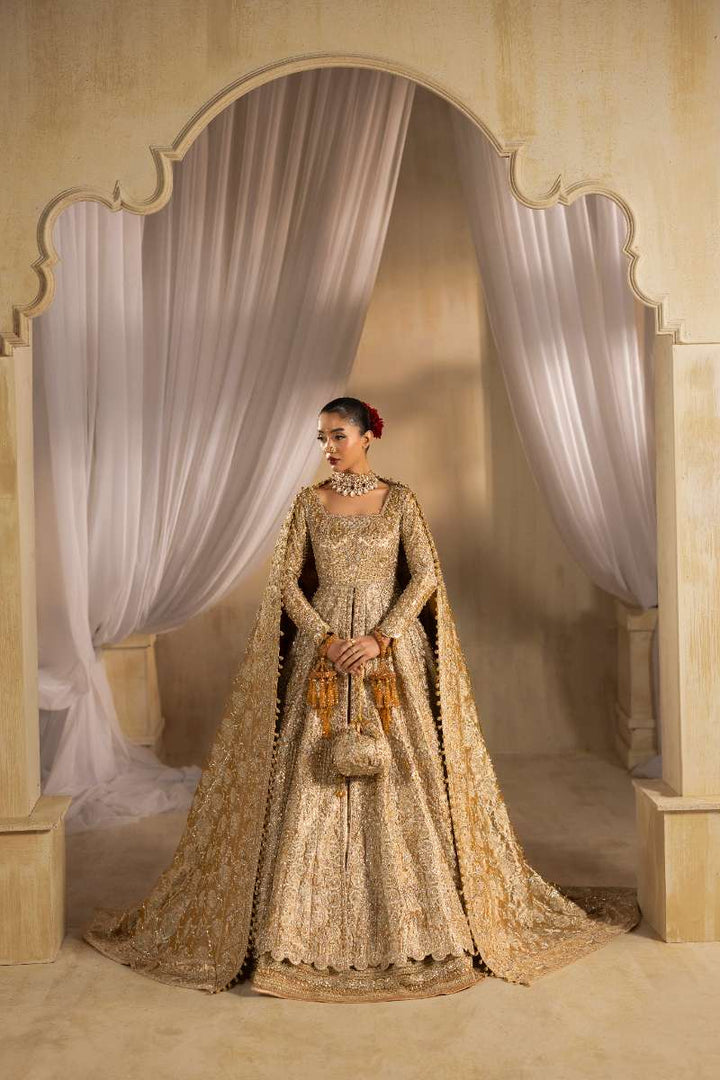 Anayra Amal - Shahaan Embroidered + Hand Worked Lame' Tissue Suit For Women - Golden - 3 Piece