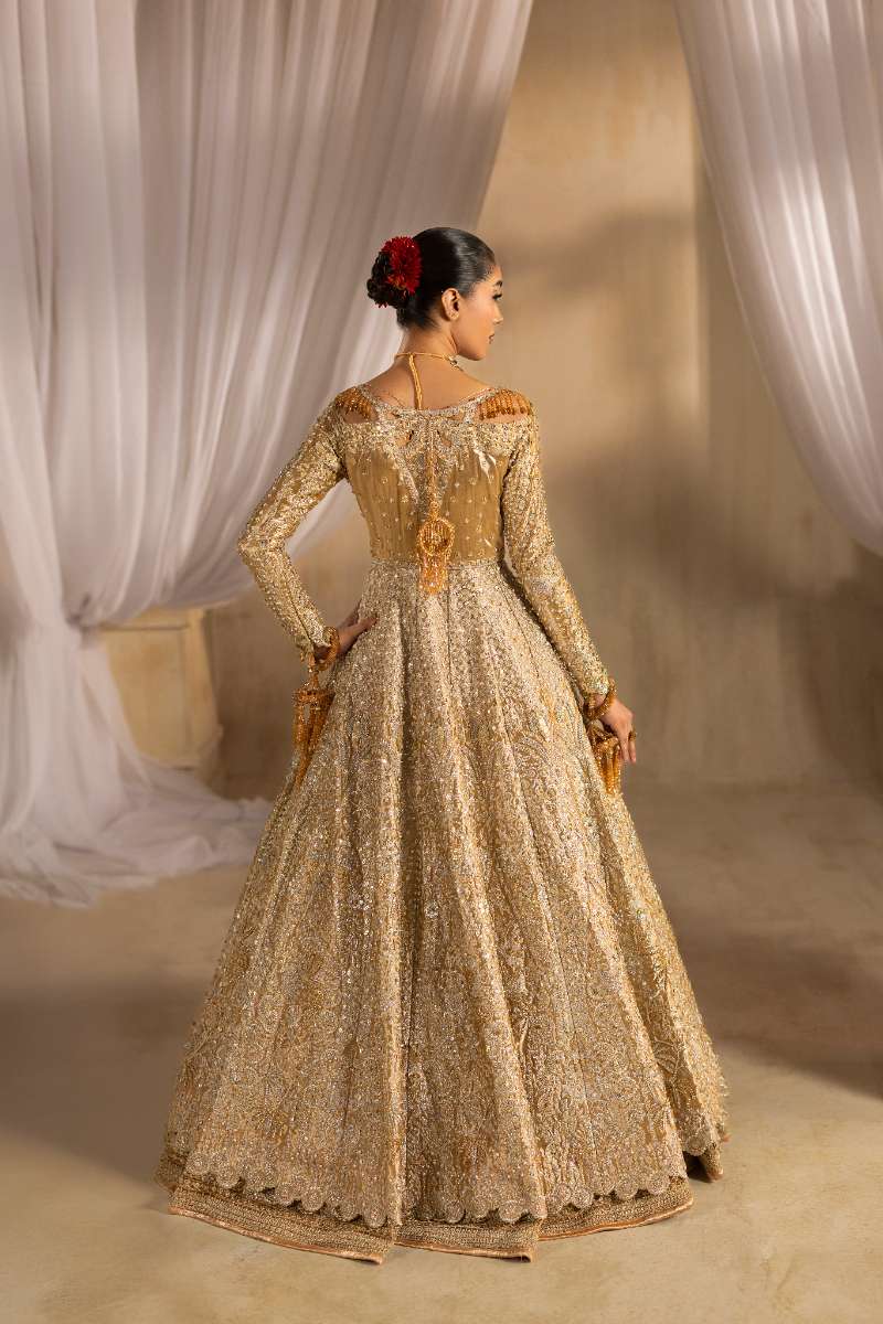 Anayra Amal - Shahaan Embroidered + Hand Worked Lame' Tissue Suit For Women - Golden - 3 Piece