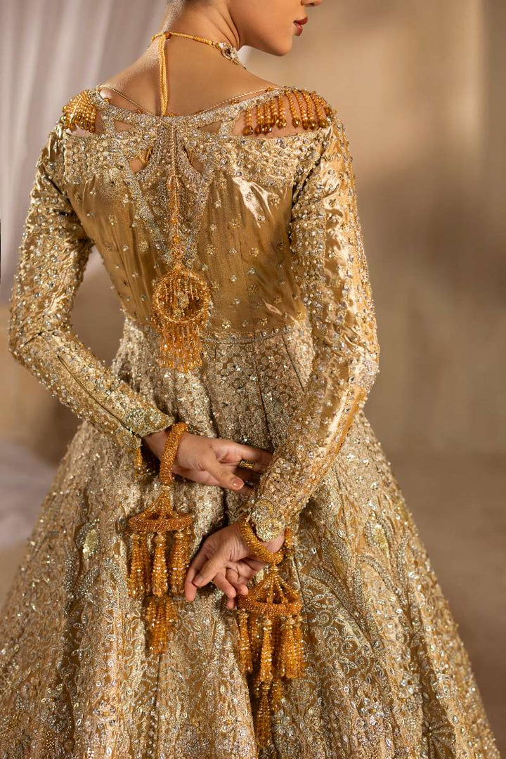 Anayra Amal - Shahaan Embroidered + Hand Worked Lame' Tissue Suit For Women - Golden - 3 Piece