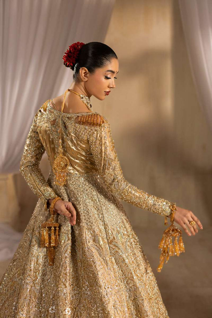 Anayra Amal - Shahaan Embroidered + Hand Worked Lame' Tissue Suit For Women - Golden - 3 Piece