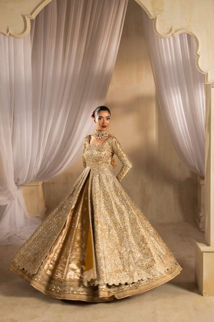 Anayra Amal - Shahaan Embroidered + Hand Worked Lame' Tissue Suit For Women - Golden - 3 Piece