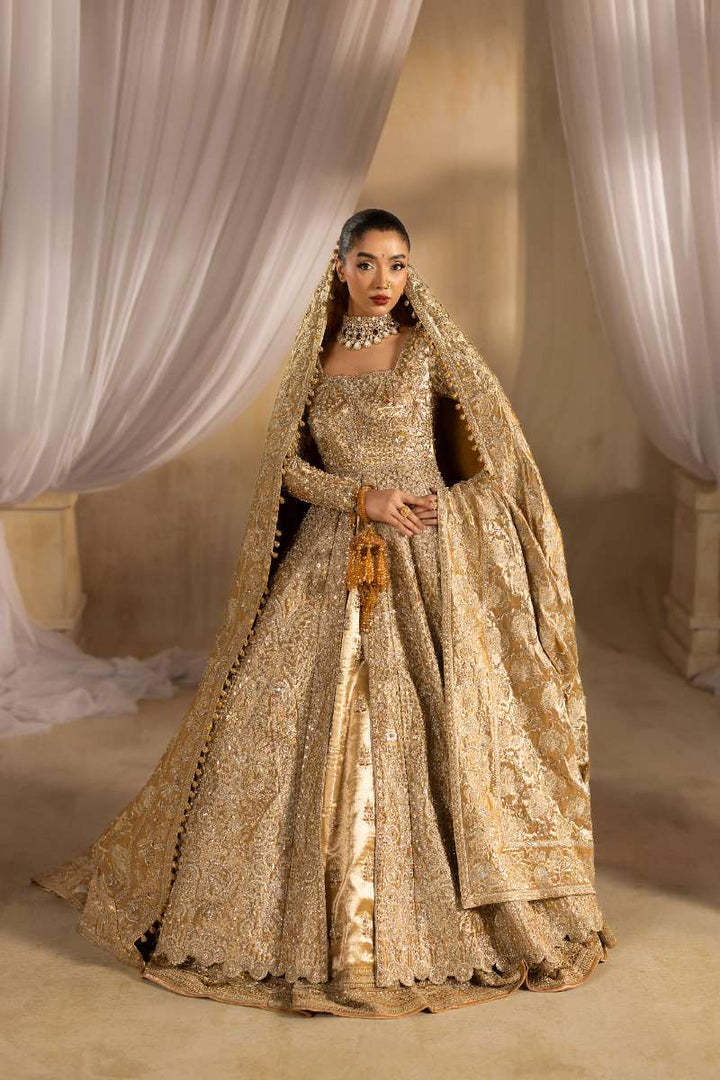 Anayra Amal - Shahaan Embroidered + Hand Worked Lame' Tissue Suit For Women - Golden - 3 Piece