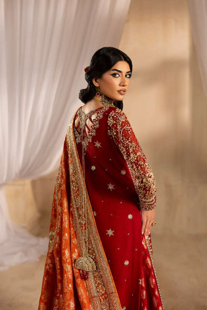 Anayra Amal - Dilkash Embroidered + Hand Worked Net+Jamawar Suit For Women - Red - 4 Piece