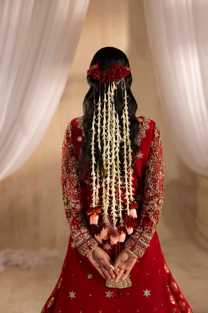 Anayra Amal - Dilkash Embroidered + Hand Worked Net+Jamawar Suit For Women - Red - 4 Piece