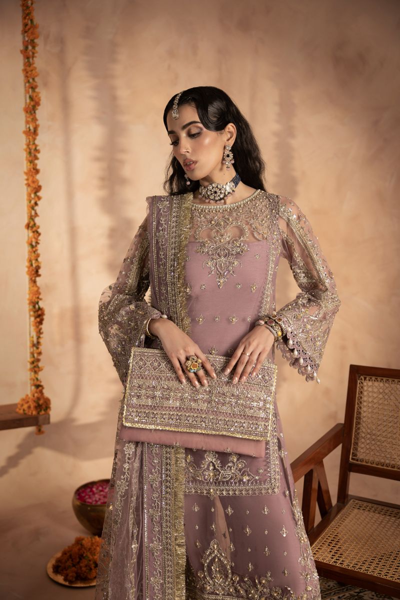 Anayra Amal - Gota Kinari - Lilac - Net - 3 Piece