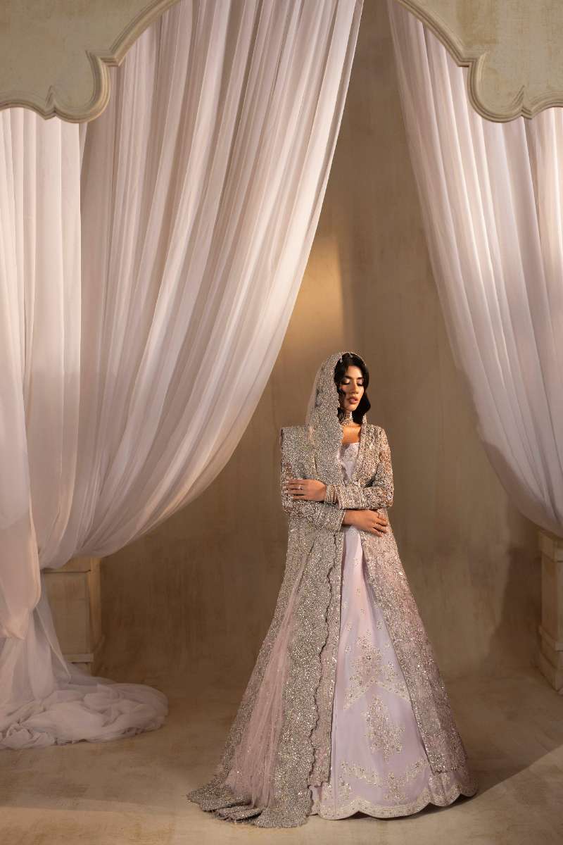 Anayra Amal - Zeenia Embroidered + Hand Worked Silk+Net Suit For Women - Lilac - 3 Piece