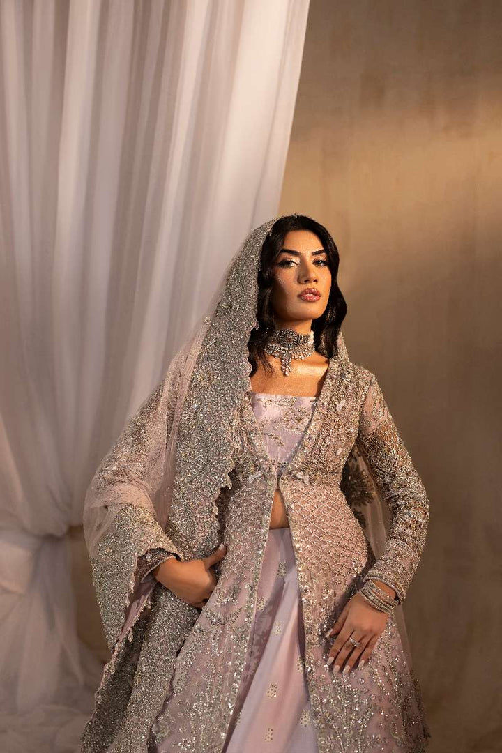 Anayra Amal - Zeenia Embroidered + Hand Worked Silk+Net Suit For Women - Lilac - 3 Piece
