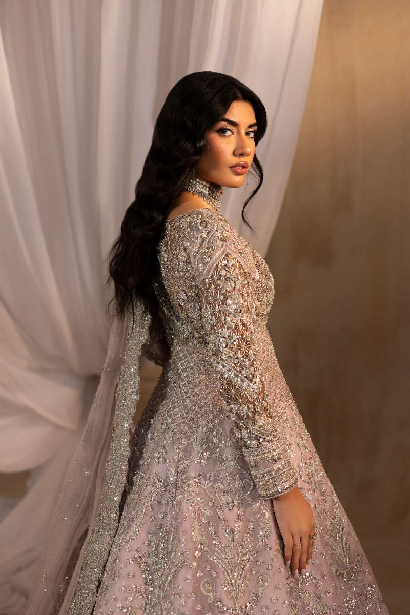 Anayra Amal - Zeenia Embroidered + Hand Worked Silk+Net Suit For Women - Lilac - 3 Piece