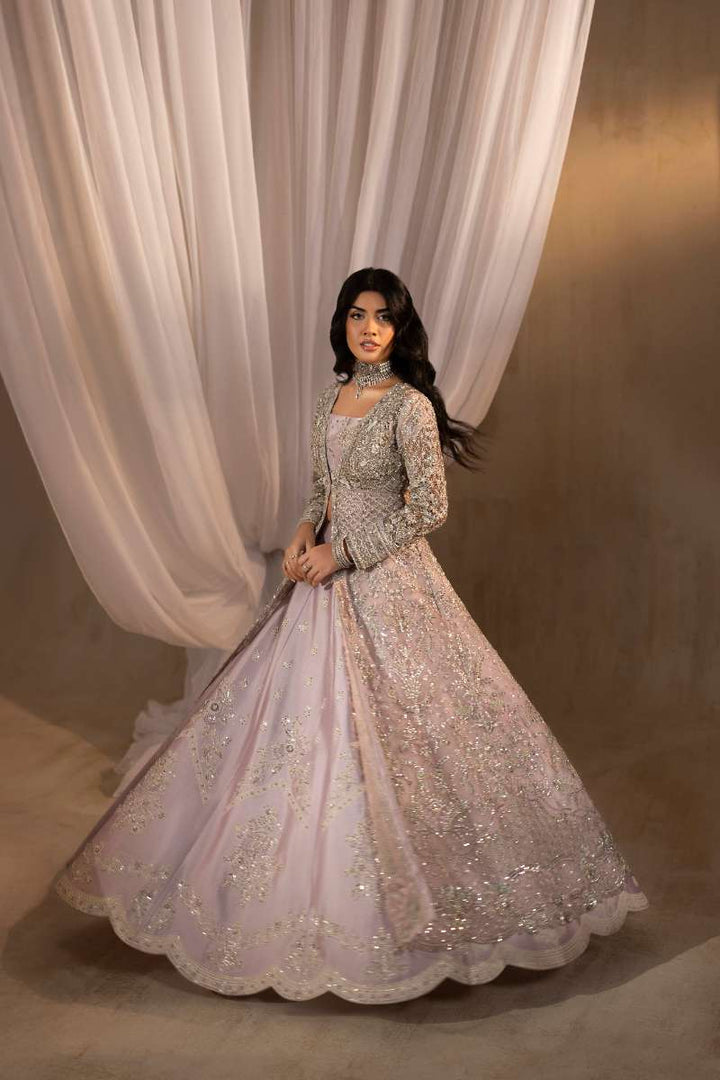 Anayra Amal - Zeenia Embroidered + Hand Worked Silk+Net Suit For Women - Lilac - 3 Piece