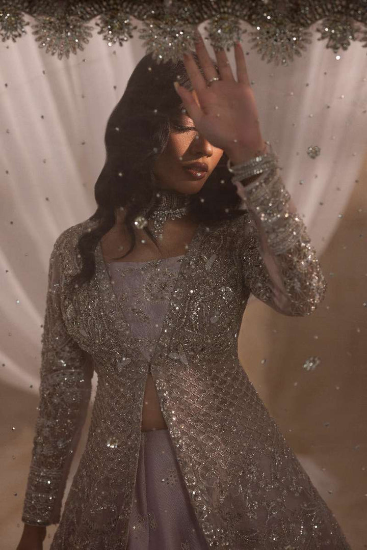 Anayra Amal - Zeenia Embroidered + Hand Worked Silk+Net Suit For Women - Lilac - 3 Piece