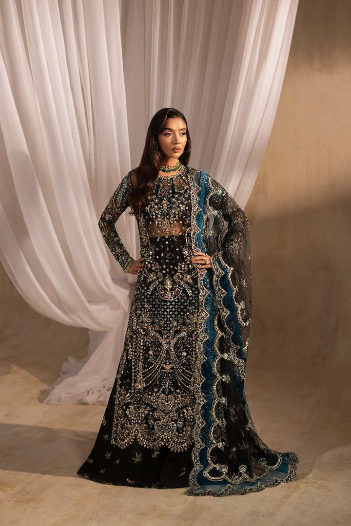 Anayra Amal - Siyah Embroidered + Hand Embellishment Net Suit For Women - Black - 3 Piece