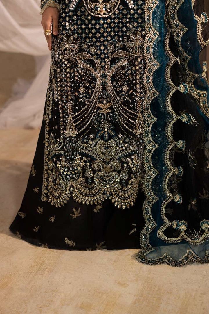 Anayra Amal - Siyah Embroidered + Hand Embellishment Net Suit For Women - Black - 3 Piece