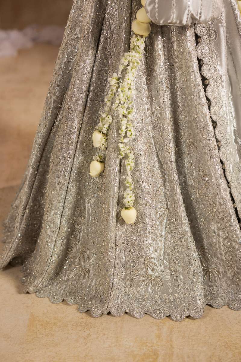 Anayra Amal - Chandi Embroidered + Hand Worked Lame' Tissue Suit For Women - Silver - 3 Piece