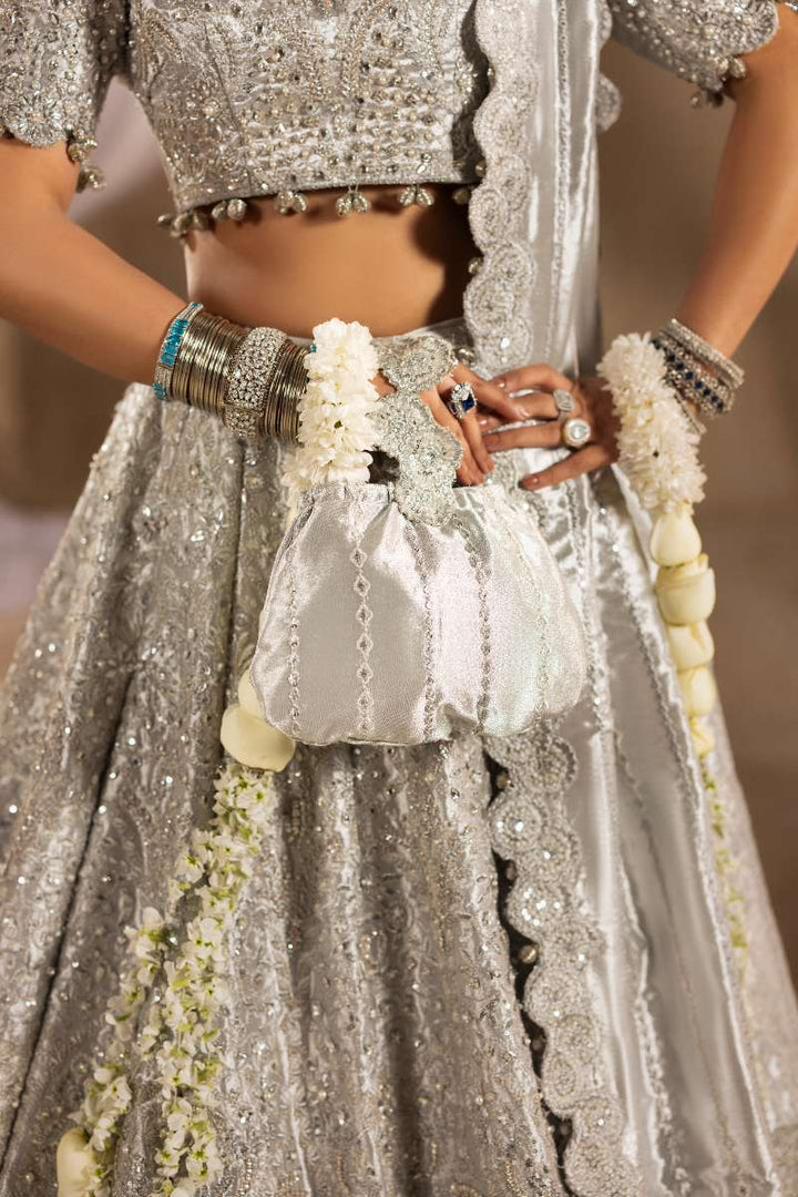 Anayra Amal - Chandi Embroidered + Hand Worked Lame' Tissue Suit For Women - Silver - 3 Piece