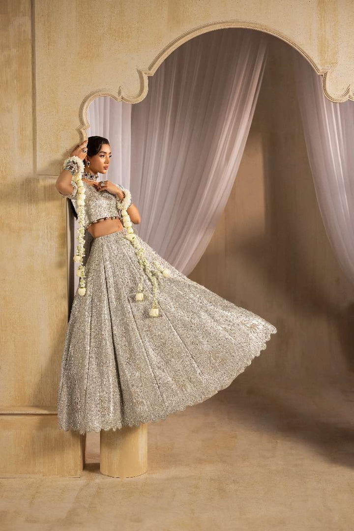 Anayra Amal - Chandi Embroidered + Hand Worked Lame' Tissue Suit For Women - Silver - 3 Piece