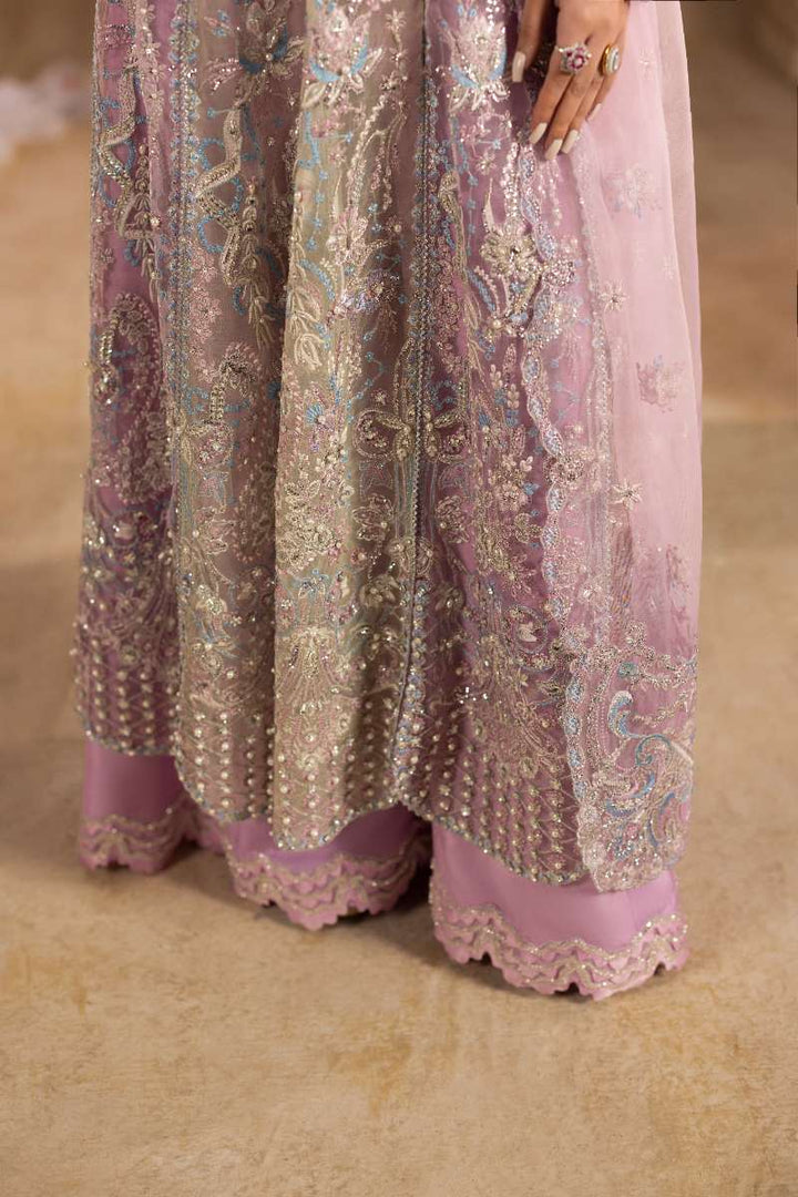 Anayra Amal - Ayra Embroidered + Hand Embellishment Organza Suit For Women - Lavender+ButterYellow+Peach - 3 Piece