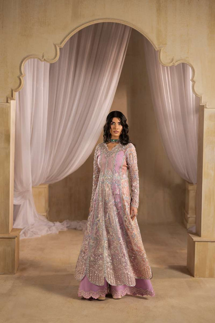 Anayra Amal - Ayra Embroidered + Hand Embellishment Organza Suit For Women - Lavender+ButterYellow+Peach - 3 Piece