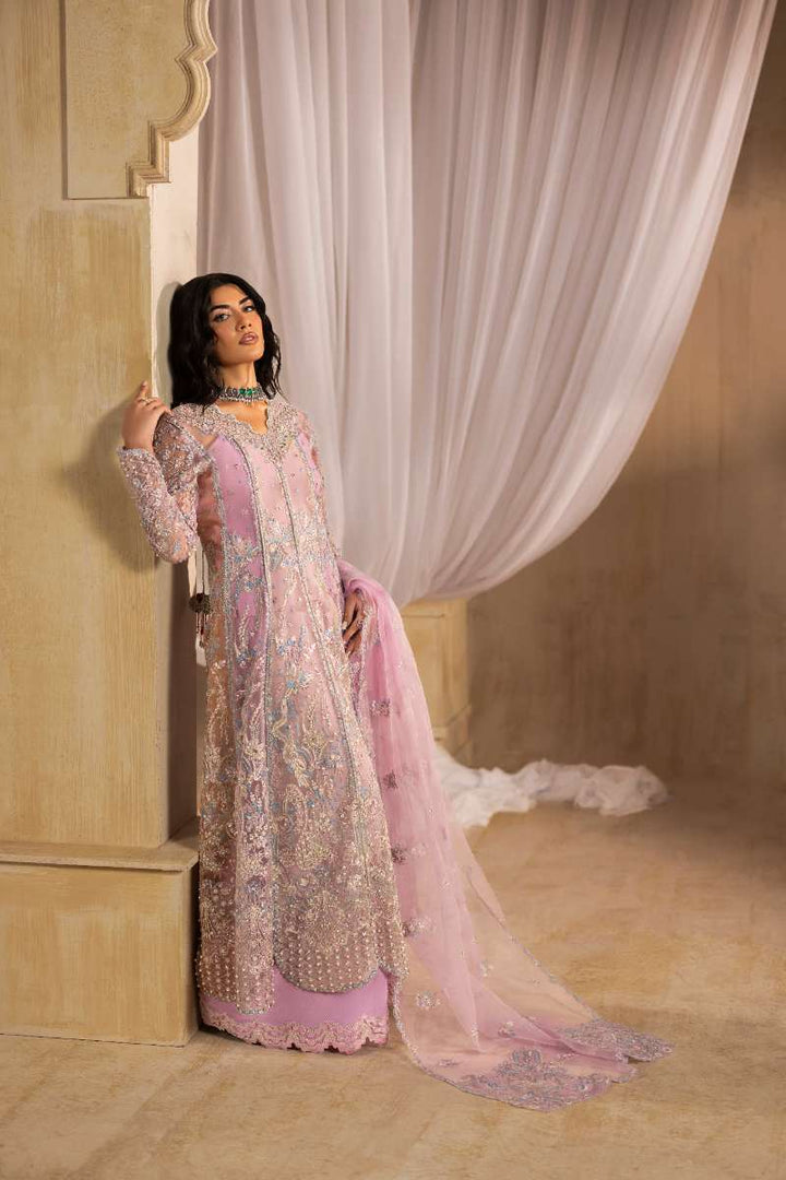 Anayra Amal - Ayra Embroidered + Hand Embellishment Organza Suit For Women - Lavender+ButterYellow+Peach - 3 Piece