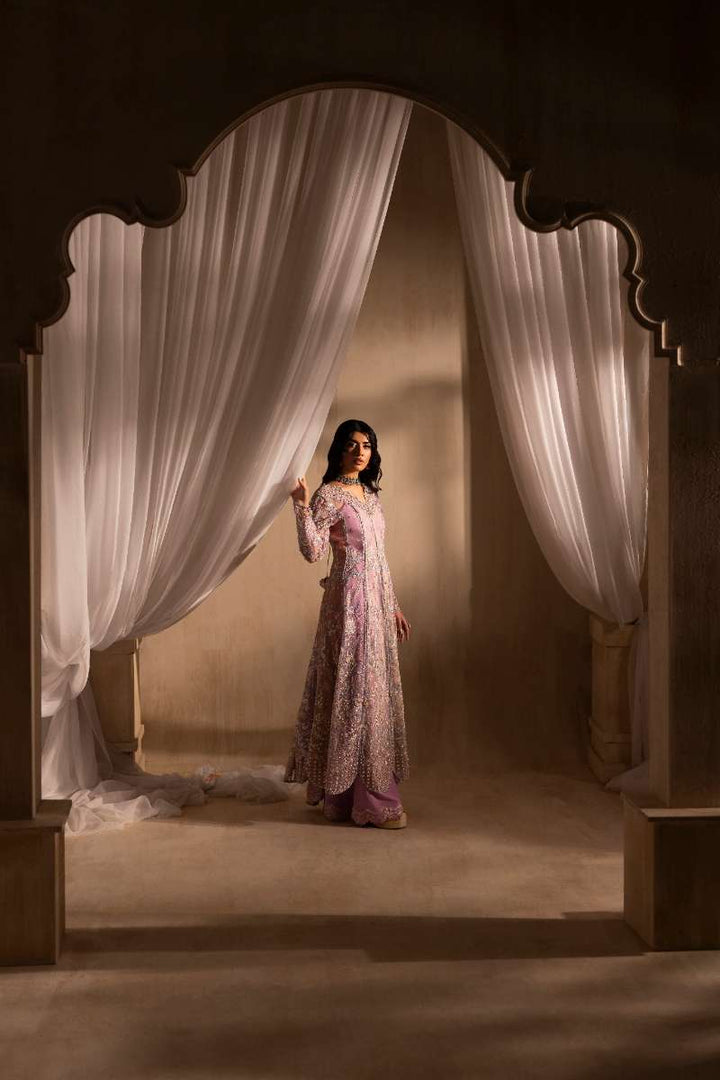 Anayra Amal - Ayra Embroidered + Hand Embellishment Organza Suit For Women - Lavender+ButterYellow+Peach - 3 Piece