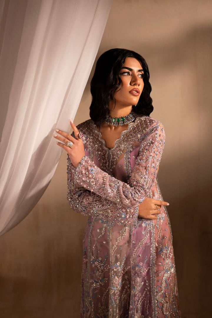 Anayra Amal - Ayra Embroidered + Hand Embellishment Organza Suit For Women - Lavender+ButterYellow+Peach - 3 Piece