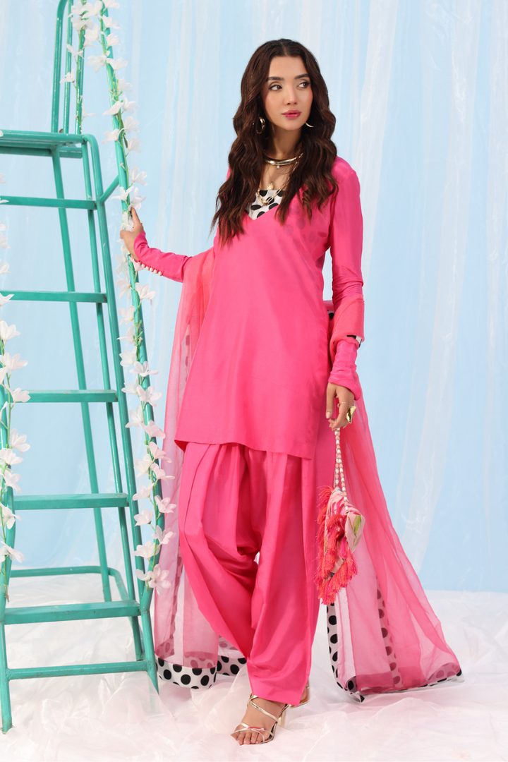 Musferah Saad - Polka Pop - Barbie pink - Silk - 2 Piece