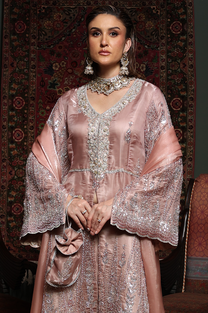 Huma Adnan - Zahmira - Silk - Tea Pink - 3 Piece