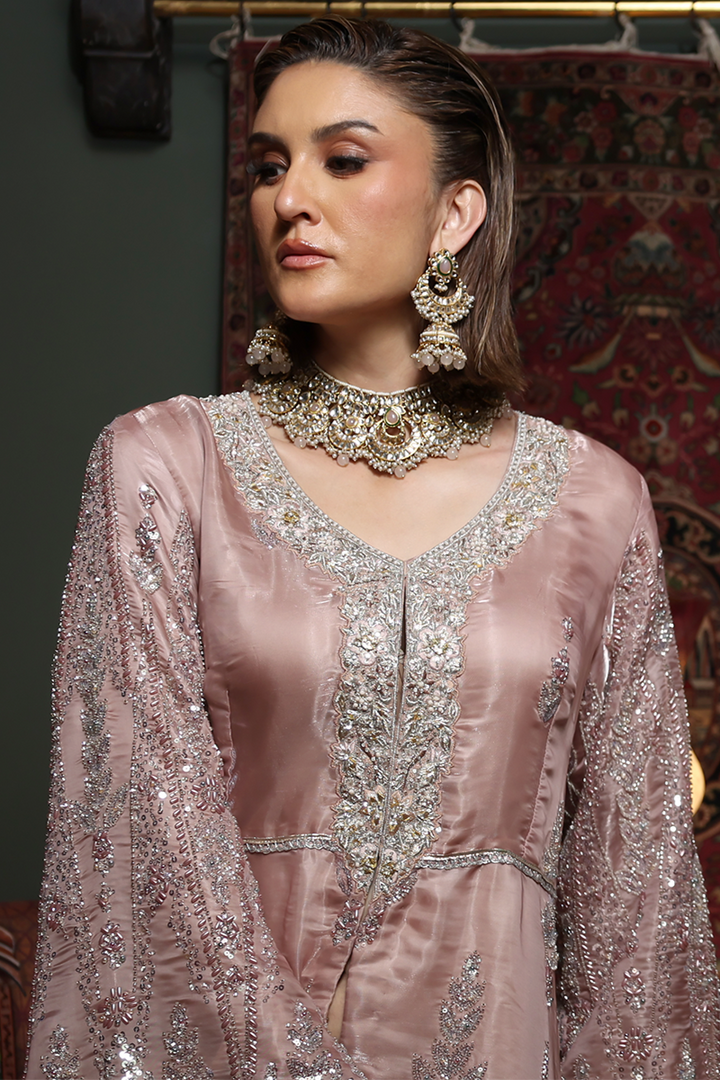 Huma Adnan - Zahmira - Silk - Tea Pink - 3 Piece