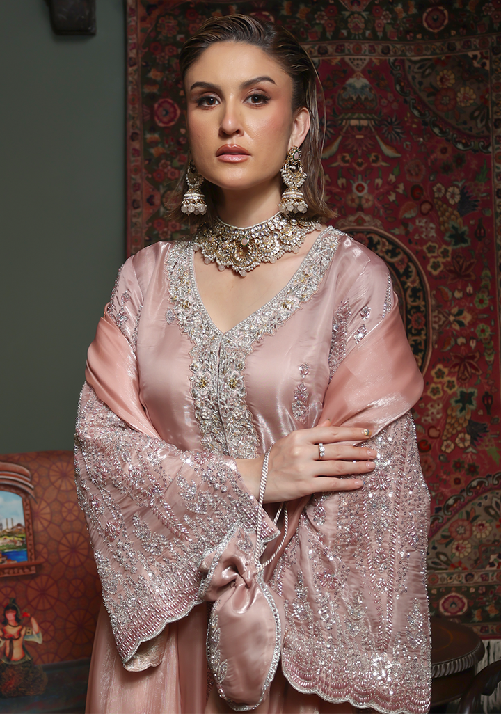 Huma Adnan - Zahmira - Silk - Tea Pink - 3 Piece