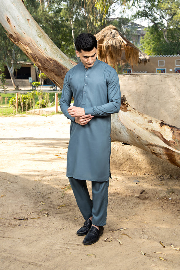 Arif Ashraf - Pacific Blue Kurta Trouser - 2 Piece