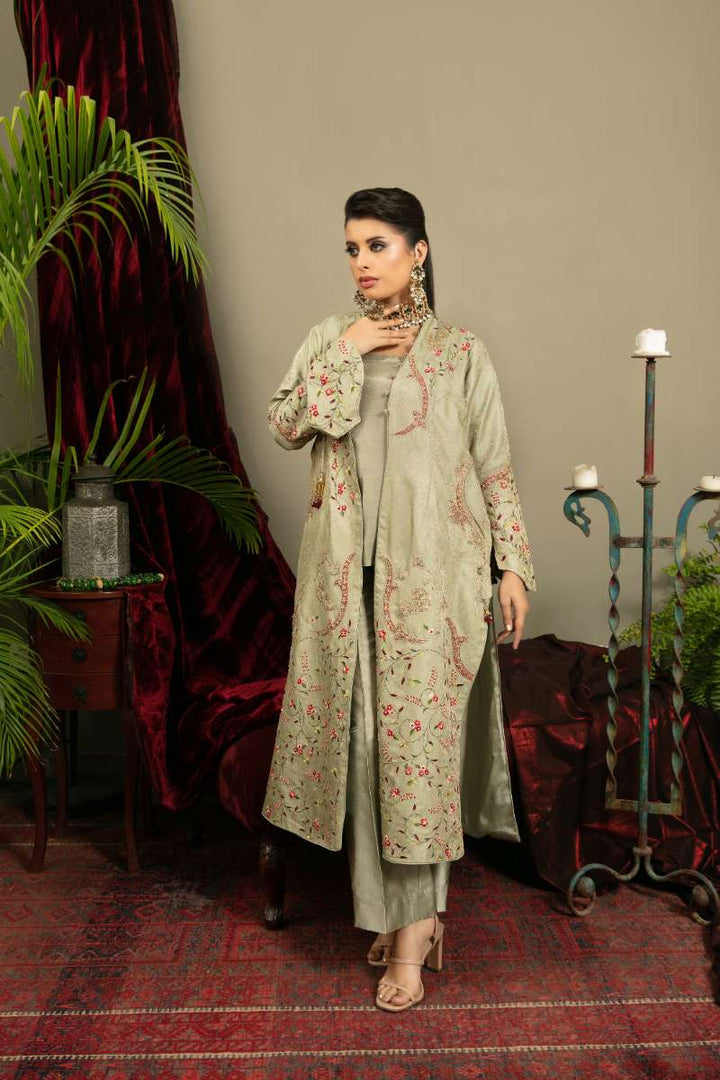 Yasmin Zaman - Iqra Jamawar Suit For Women - Mint Green - 3 Piece