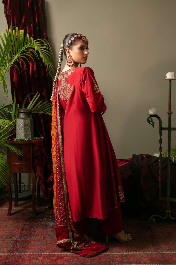 Yasmin Zaman -  Sponge Net Suit For Women - Deep Red - 3 Piece