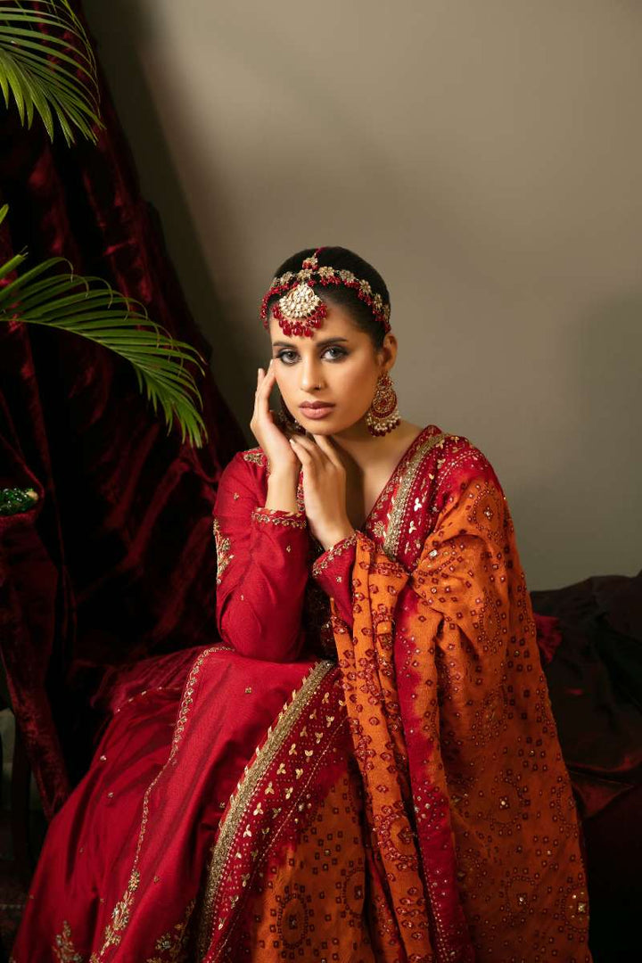 Yasmin Zaman -  Sponge Net Suit For Women - Deep Red - 3 Piece