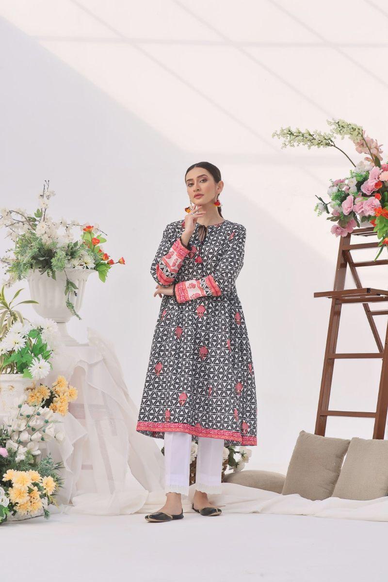 Oaks - Caviar Lawn Printed Kurti - 1 Piece - Unstitch