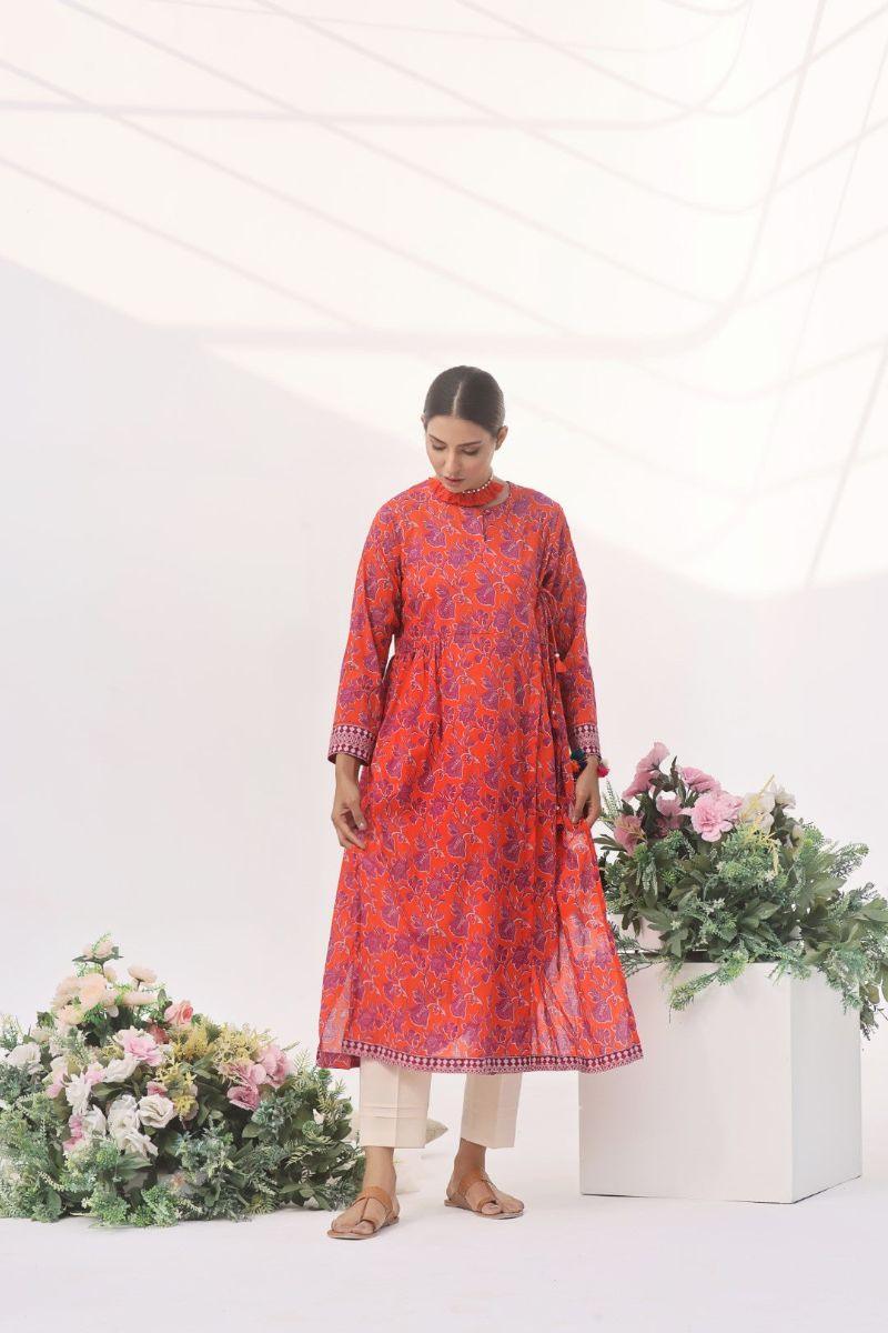 Oaks - Puttin Bills Lawn Printed Kurti - 1 Piece - Unstitch