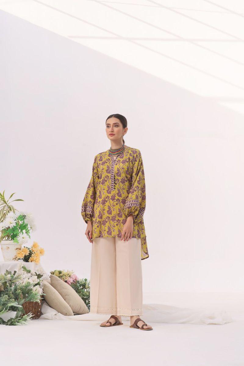 Oaks - Bamboo Lawn Printed Kurti - 1 Piece - Unstitch