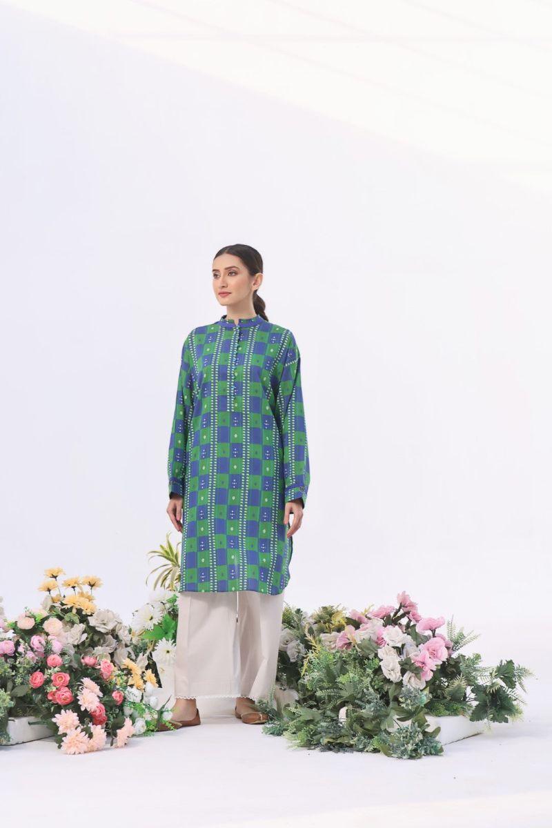 Oaks - Cactus Lawn Printed Kurti - 1 Piece - Unstitch
