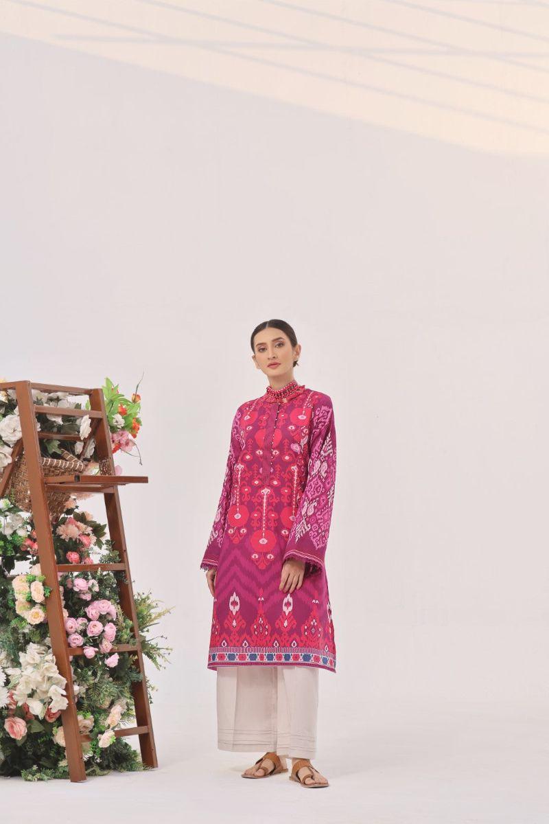 Oaks - Boysenberry Lawn Printed Kurti - 1 Piece - Unstitch