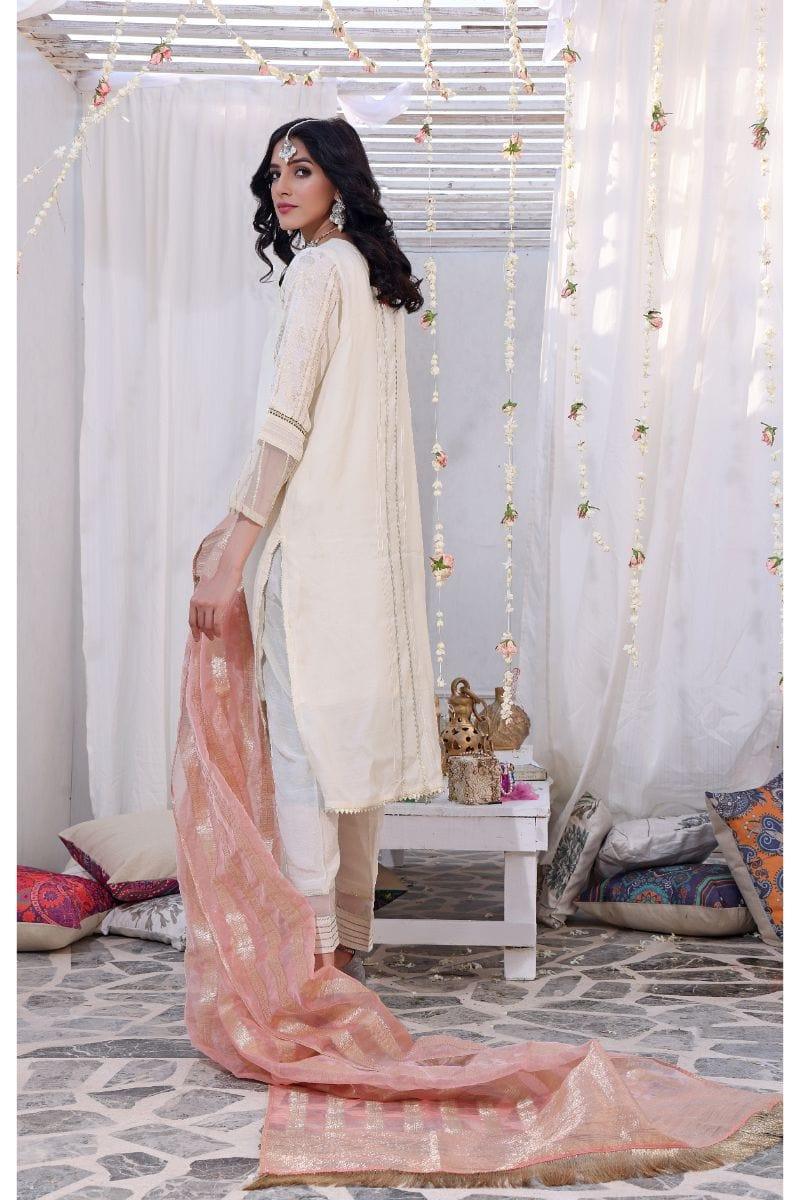 Oaks - Angel - Raw Silk with Banarsi Dupatta 3 Pieces - Studio by TCS