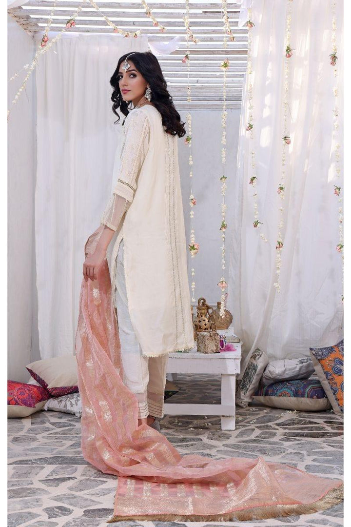 Oaks - Angel - Raw Silk with Banarsi Dupatta 3 Pieces - Studio by TCS