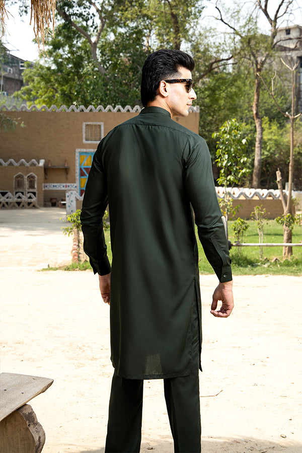Arif Ashraf - Bottle Green Kurta Trouser - 2 Piece