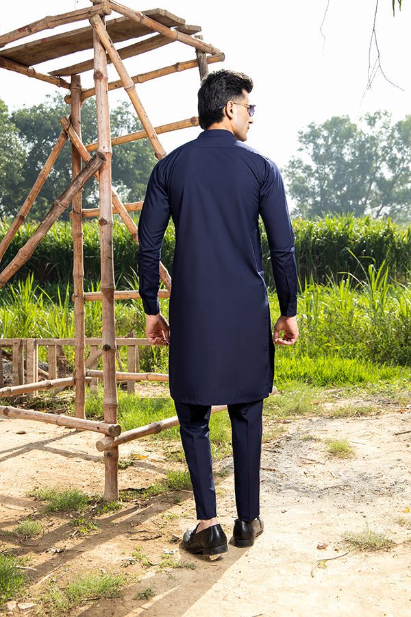 Arif Ashraf - Navy Blue Kurta Trouser - 2 Piece