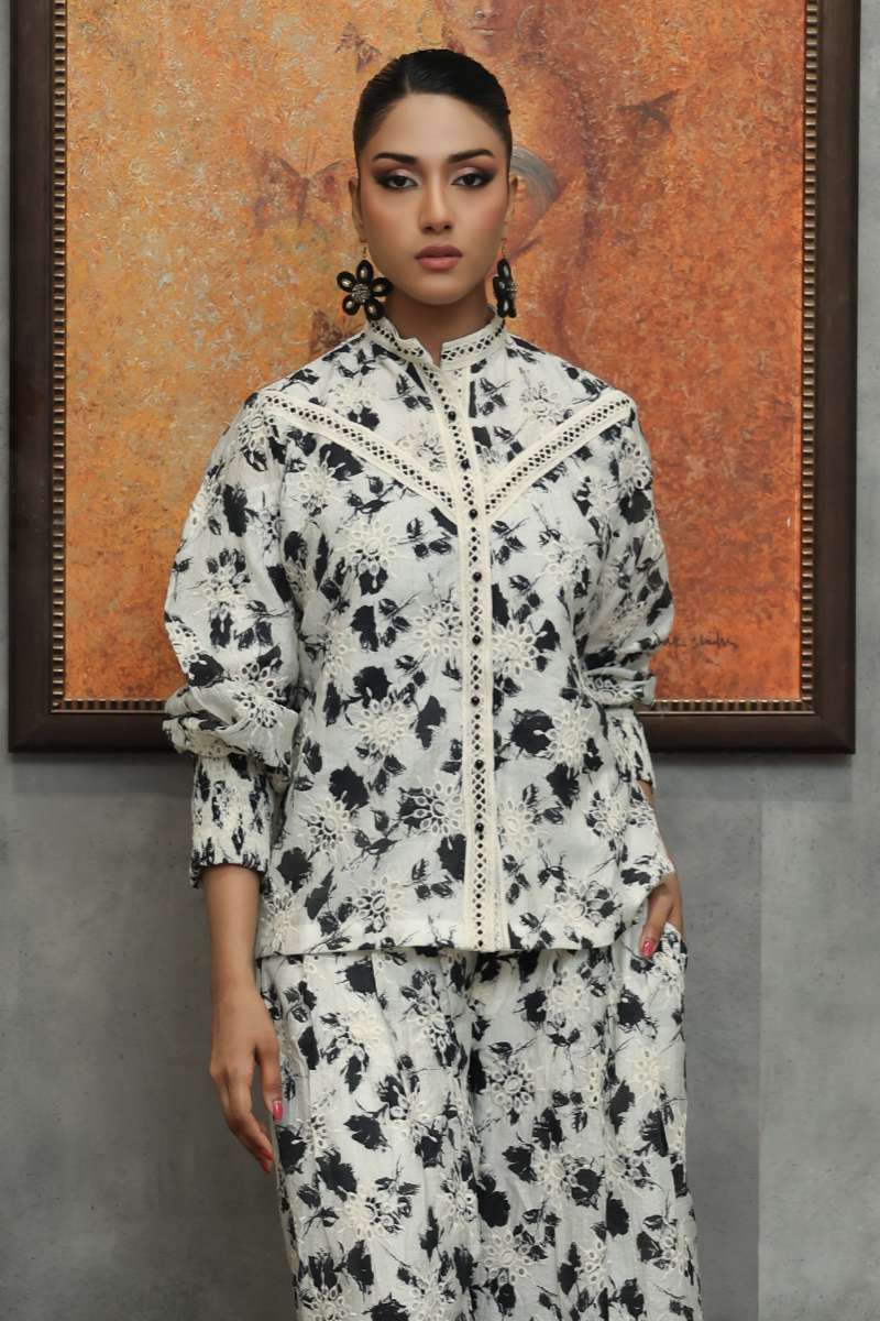 Huma Adnan - Meher - Paper silk - Creame - 2 Piece